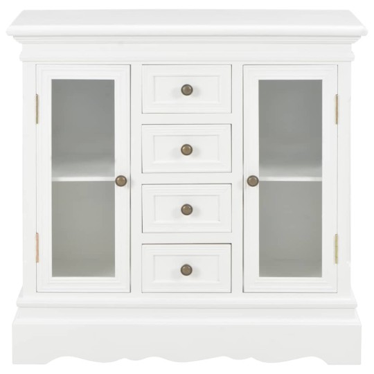 Бюфет от масивна борова дървесина и МДФ, бял, 70 x 28 x 70 см