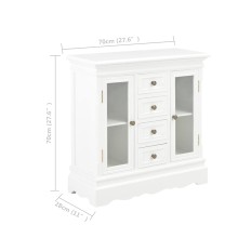 Бюфет от масивна борова дървесина и МДФ, бял, 70 x 28 x 70 см