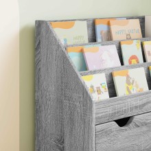 Детска етажерка за книги с чекмедже, с декор сив дъб сонома, 60 x 29,5 x 69 см