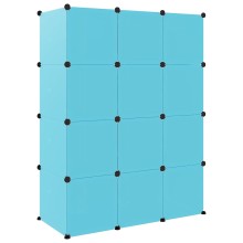 Детски модулен органайзер с 12 отделения, син, 110 x 46,5 x 144 см
