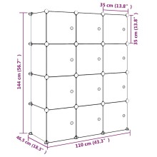 Детски модулен органайзер с 12 отделения, син, 110 x 46,5 x 144 см