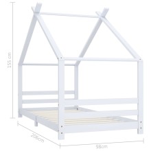 Детско легло къщичка Монтесори от масивна борова дървесина, бяло, 90 x 200 см