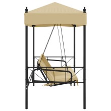 Градинска люлка с навес, бежово-златист, размери 190,5 x 117,5 x 213 см