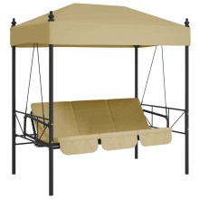 Градинска люлка с навес, бежово-златист, размери 190,5 x 117,5 x 213 см