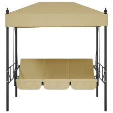 Градинска люлка с навес, бежово-златист, размери 190,5 x 117,5 x 213 см