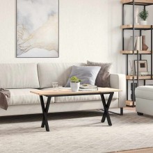 Холна маса в стил Industrial Modern, чамова дървесина масив и черна стомана, 110 x 40 см