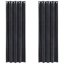 Кадифени завеси в цвят антрацит с метални халки, 2 бр., 140 x 260 см