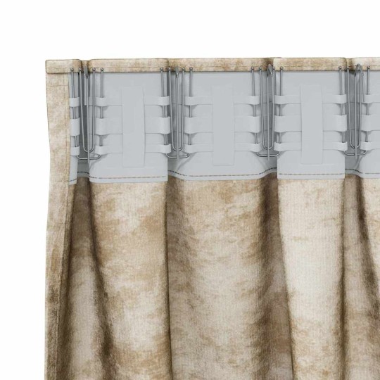 Кадифени завеси в цвят бежов с комбиниран перделък, 2 бр., 140 x 175 см