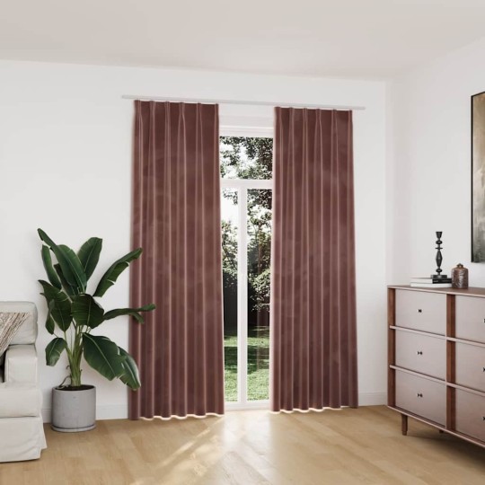 Кадифени завеси в цвят пепел от рози с перделък, 2 бр., 140 x 225 см