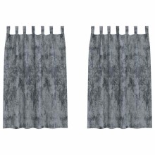 Кадифени завеси в цвят сив с текстилни гайки (уши), 2 бр., 140 x 175 см