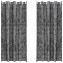 Кадифени завеси в цвят тъмносив с метални халки, 2 бр., 140 x 225 см