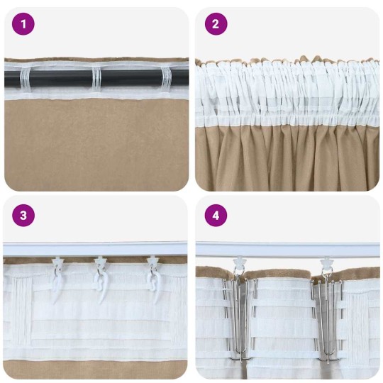 Кадифени завеси в цвят таупе с комбиниран перделък, 2 бр., 140 x 175 см
