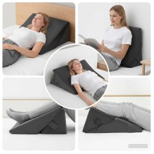 Клиновидна мемори възглавница за легло Bed Position Memory, 55 x 55 x 26 см, сива