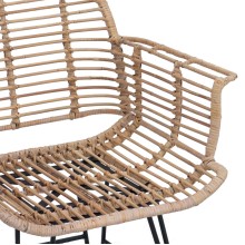 Комплект от 2 трапезни стола тип кресла в стил Modern Boho от естествен ратан и черна желязна рамка