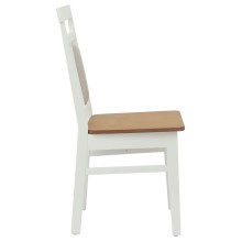 Комплект от 2 трапезни стола в стил Modern Traditional от масивно каучуково дърво в бяло и натур с бежова облегалка