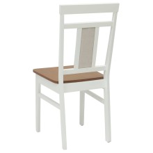 Комплект от 2 трапезни стола в стил Modern Traditional от масивно каучуково дърво в бяло и натур с бежова облегалка