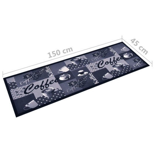 Кухненско килимче Coffee Retro Print, син, 45x150 см