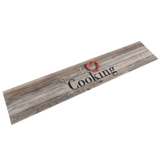 Кухненско килимче I ❤ cooking, сиво, 60x300 см, кадифе