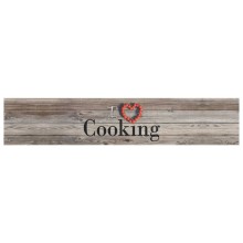 Кухненско килимче I ❤ cooking, сиво, 60x300 см, кадифе