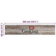 Кухненско килимче I ❤ cooking, сиво, 60x300 см, кадифе