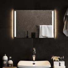 LED стенно огледало за баня с две вертикални светлинни ленти и USB захранване, 60x40 см