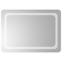 LED стенно огледало за баня с периферна рамка с омекотени ъгли и USB захранване, 70x50 см