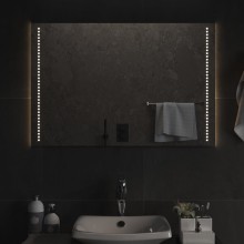 LED стенно огледало за баня с USB захранване и странично точково осветление, 60x90 см