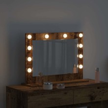 Настолно тоалетно огледало с Холивуд LED осветление старо дърво 60 x 45 см