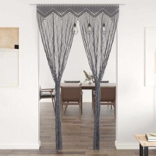 Памучно перде макраме в цвят антрацит за тръбен корниз, 140 x 240 см