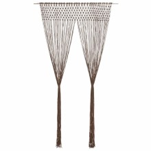 Памучно перде макраме в цвят таупе за тръбен корниз, 140 x 240 см