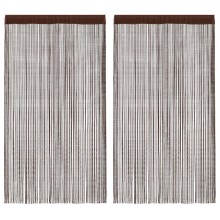 Пердета с ресни в цвят кафяв за тръбен корниз, 2 бр., 100 x 250 см