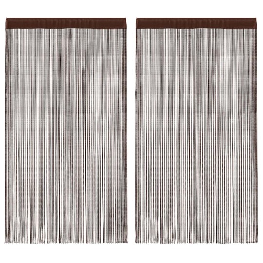 Пердета с ресни в цвят кафяв за тръбен корниз, 2 бр., 100 x 250 см