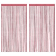 Пердета с ресни в цвят розов за тръбен корниз, 2 бр., 140 x 250 см
