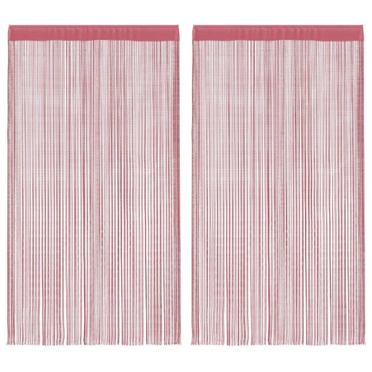 Пердета с ресни в цвят розов за тръбен корниз, 2 бр., 140 x 250 см