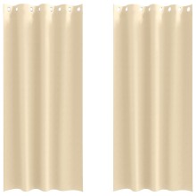 Плътни завеси в цвят пастелна ванилия с метални халки, 2 бр., 140 x 225 см