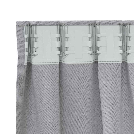 Плътни завеси в цвят сив с комбиниран перделък, 2 бр., 140 x 245 см