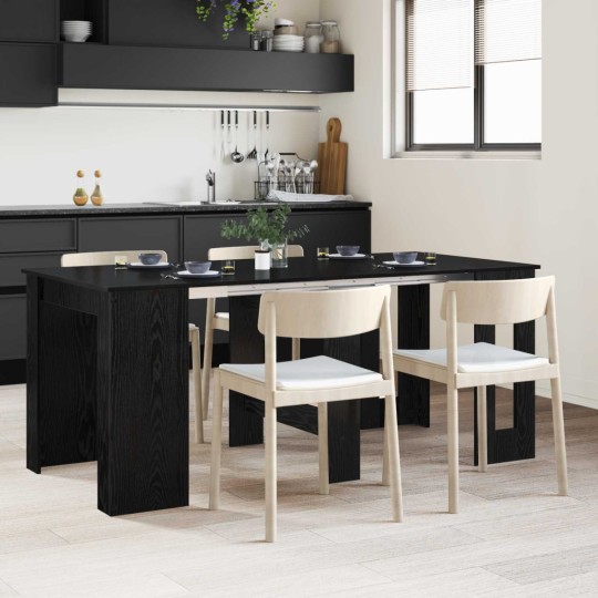 Разтегателна трапезна маса в стил Modern Minimalist, ЛПДЧ черен дъб, 60-180 x 85 см