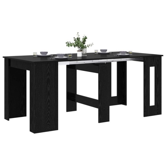 Разтегателна трапезна маса в стил Modern Minimalist, ЛПДЧ черен дъб, 60-180 x 85 см