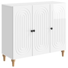 Шкаф ARCO с 3 врати и фрезовани фронтове, бял гланц, 89 x 34,5 x 80 см