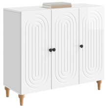 Шкаф ARCO с 3 врати и фрезовани фронтове, бял гланц, 89 x 34,5 x 80 см