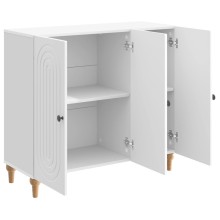 Шкаф ARCO с 3 врати и фрезовани фронтове, бял гланц, 89 x 34,5 x 80 см