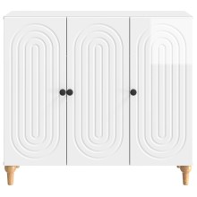 Шкаф ARCO с 3 врати и фрезовани фронтове, бял гланц, 89 x 34,5 x 80 см
