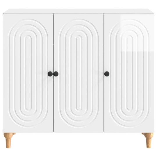 Шкаф ARCO с 3 врати и фрезовани фронтове, бял гланц, 89 x 34,5 x 80 см