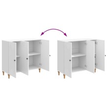 Шкаф ARCO с 3 врати и фрезовани фронтове, бял гланц, 89 x 34,5 x 80 см