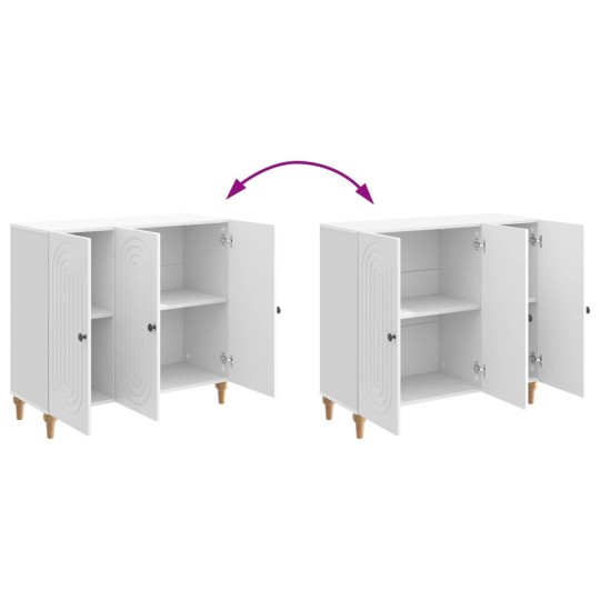 Шкаф ARCO с 3 врати и фрезовани фронтове, бял гланц, 89 x 34,5 x 80 см