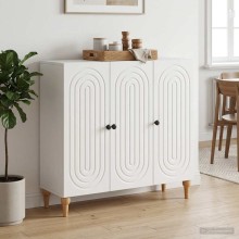 Шкаф ARCO с 3 врати и фрезовани фронтове, бял гланц, 89 x 34,5 x 80 см