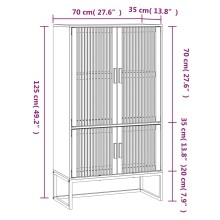Шкаф NORD с 4 врати и ламелни фронтове, черен, 70 x 35 x 125 см