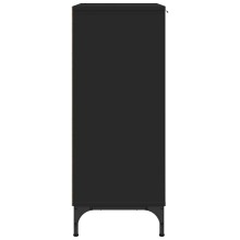 Шкаф с фрезовани фронтове, 2 врати и 3 чекмеджета, черен, 89,5 x 33 x 82 см