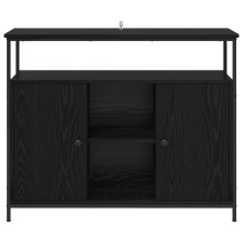 Шкаф за съхранение с врати, черен дъб, 100 x 35 x 80 см