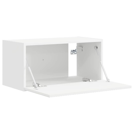Стенен ТВ шкаф LINEA с вертикално фрезован фронт, бял, 60 x 31 x 29,5 см